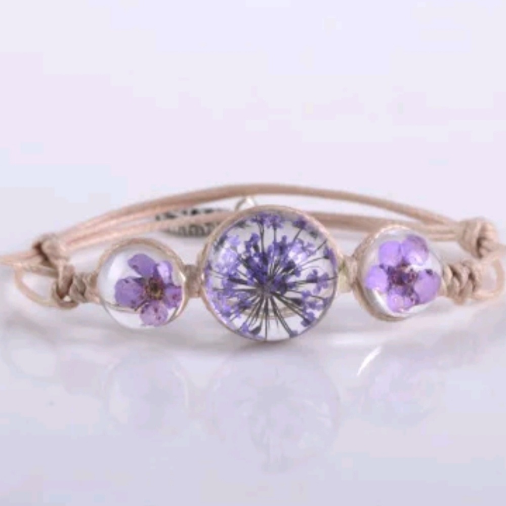 ADJUSTABLE DRY FLOWER BRACELET GLASS BALL